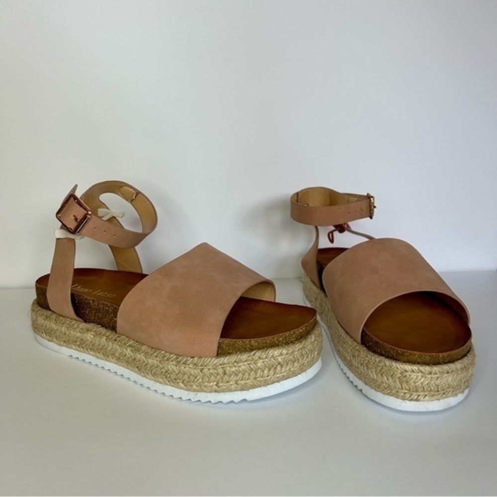 Lhamo Latso Open Toe Buckle Ankle Strap Espadrilles Flatform Wedge Casual Sandal